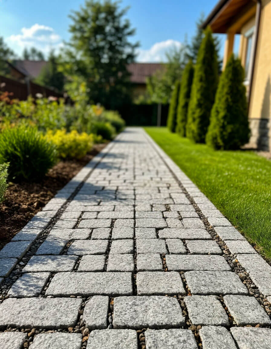 Укладка гранитной брусчатки