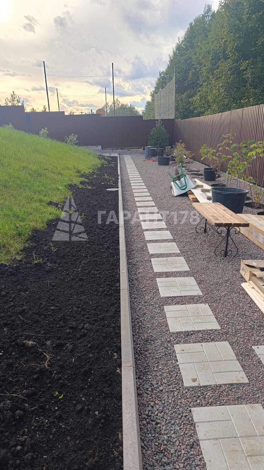 фото насыпной дорожки из щебня с плиткой спб